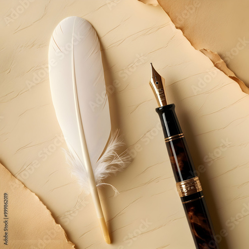 old paper and feather pen