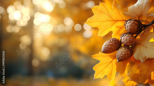Golden Autumn Leaves with P...