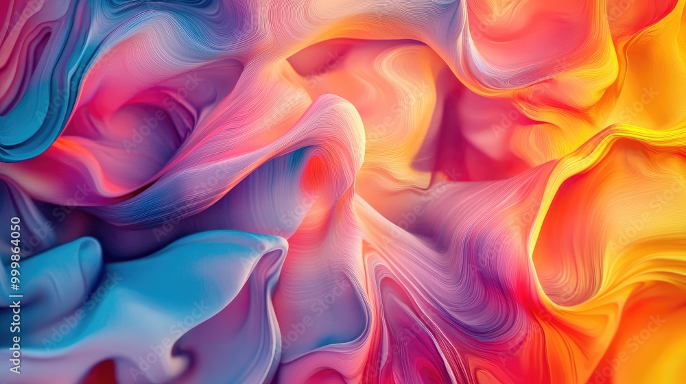 Obraz premium Abstract Swirling Pattern of Blue, Pink, and Yellow Hues