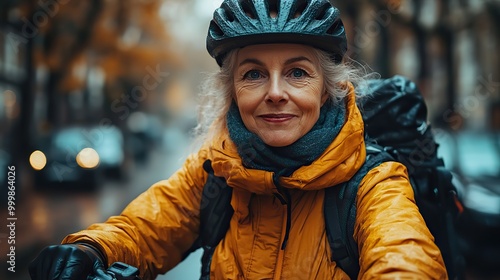 a midsection of senior woman with electrobike outdoors in town