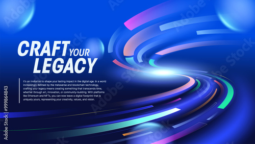 Craft Your Legacy A Futuristic High-Tech Background with Glowing Lines on a Blue Canvas for Technology Events and Seminars-vector Design