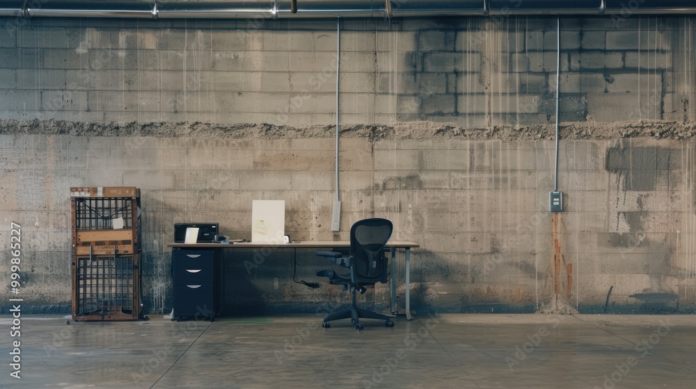 Naklejka premium Minimalist Concrete Office Workspace