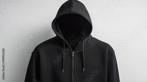 black hoodie zipper mock up on 