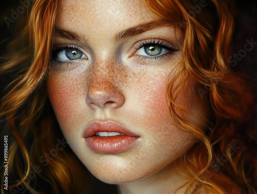 Close-Up Portrait of a Woman with Red Hair and Freckles