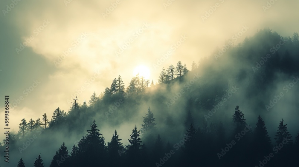 Misty valley landscape Misty valley landscape