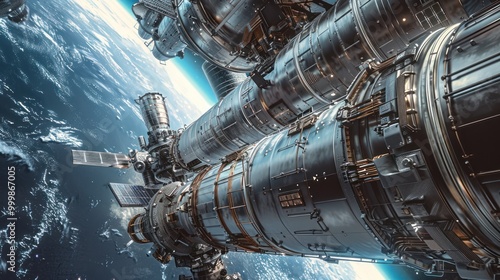 Fototapeta Naklejka Na Ścianę i Meble -  Space Station Orbiting Earth