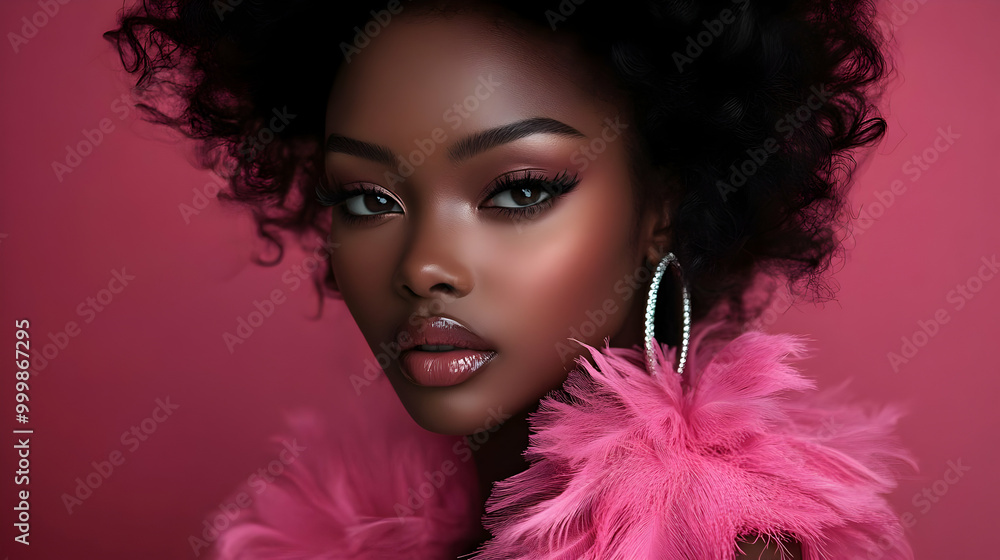 Glamorous Makeup Look with Pink Feathers and Bold Eyes Glamorous Makeup Look with Pink Feathers and Bold Eyes