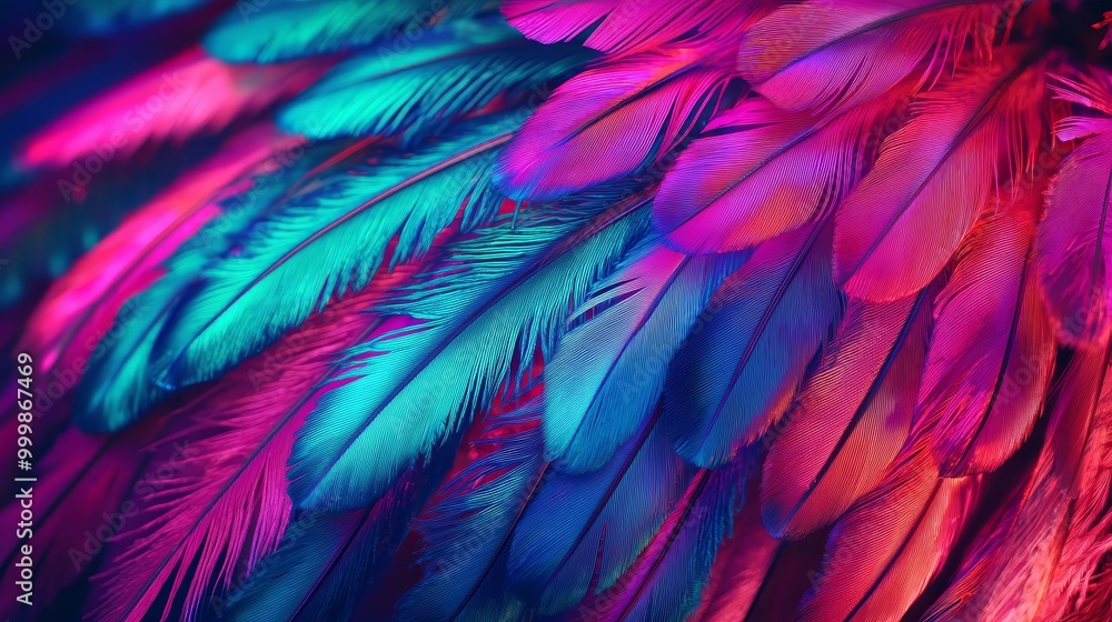 Vibrant, colorful feathers with shades of blue, pink, and purple, isolated on white. Vibrant, colorful feathers with shades of blue, pink, and purple, isolated on white.