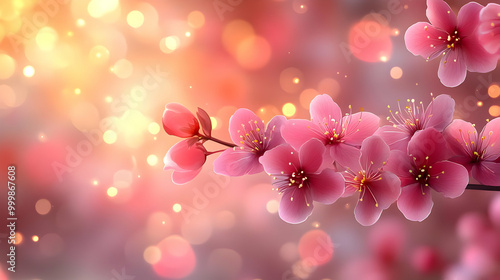 Pink Blossoms Blooming in Springtime with Soft Bokeh