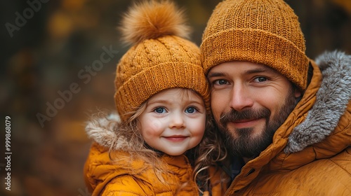 a small girl with unrecognizable father in autumn nature having fun