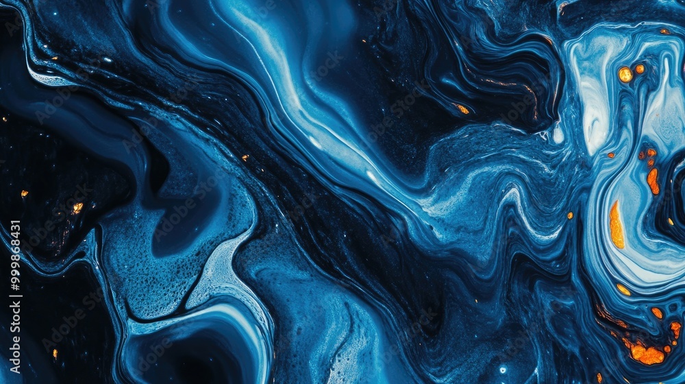 Fototapeta premium Abstract Swirling Blue and Orange Liquid Art