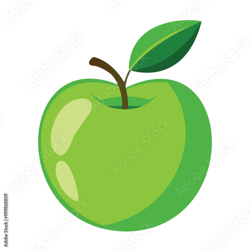 Green apple vector image in white background.