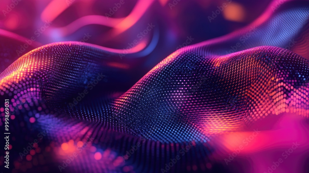 Abstract Wavy Surface with Purple and Orange Neon Lights Abstract Wavy Surface with Purple and Orange Neon Lights