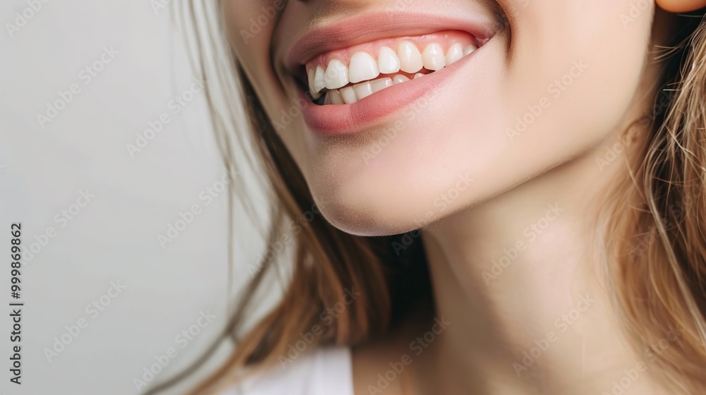Girl smiling with perfect smile and white teeth Girl smiling with perfect smile and white teeth