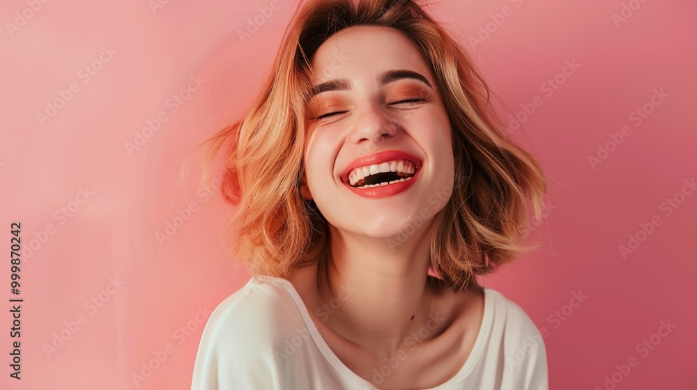 Girl smiling with perfect smile and white teeth Girl smiling with perfect smile and white teeth