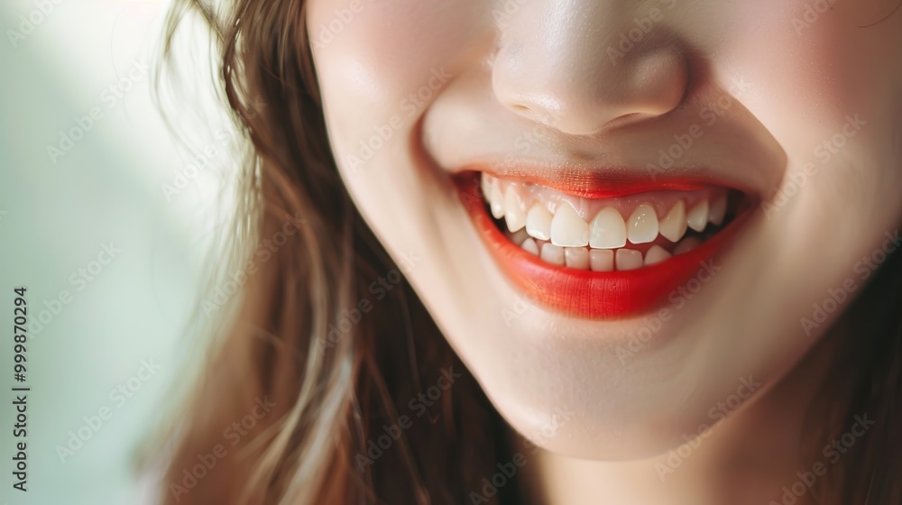 Obraz premium Girl smiling with perfect smile and white teeth