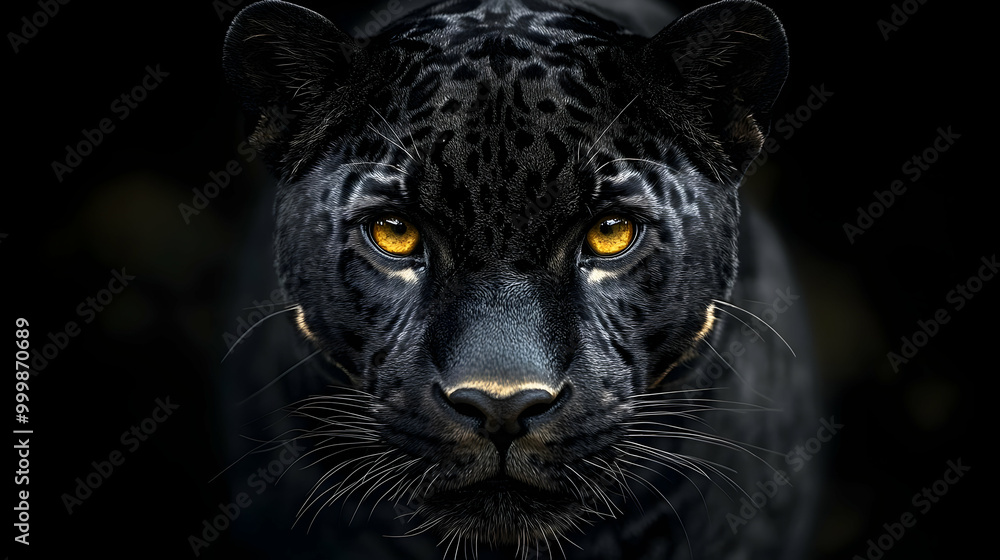 Black Panther Close Up, Powerful Gaze, Wild Cat, Animal Portrait Black Panther Close Up, Powerful Gaze, Wild Cat, Animal Portrait