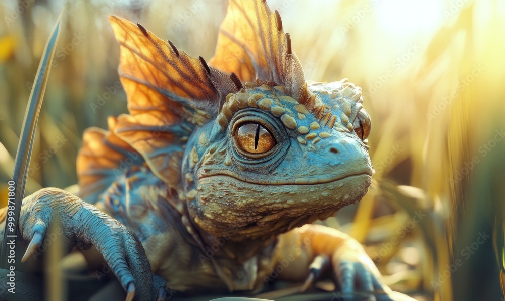 Fototapeta premium Fantasy Reptile in Sunlit Grass