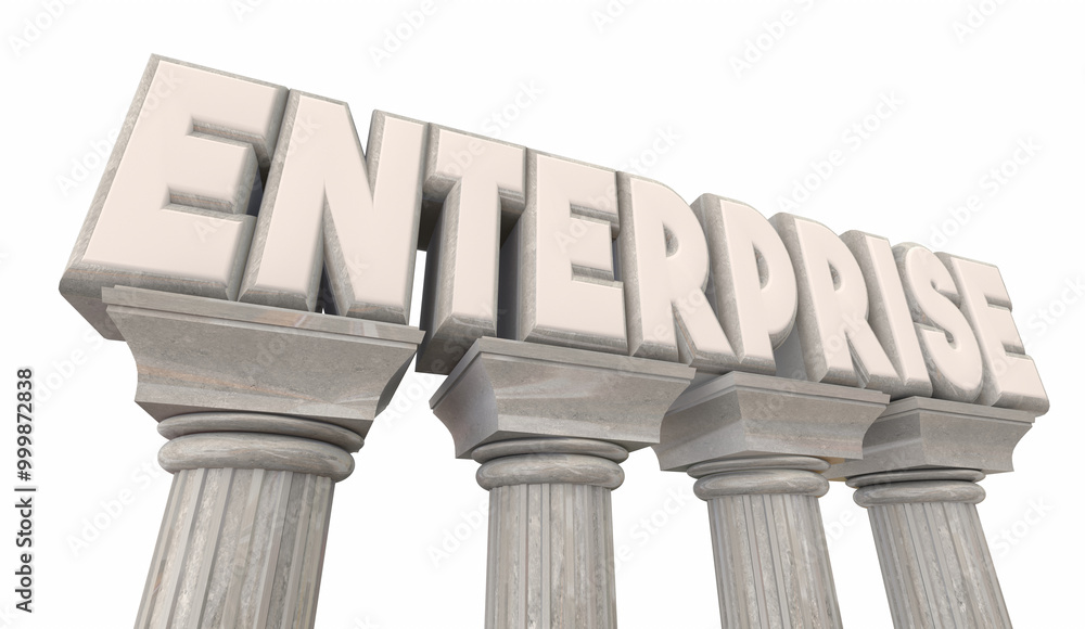 Fototapeta premium Enterprise Organization Institution Tradition Marble Pillars Column Company Corporation 3d Illustration