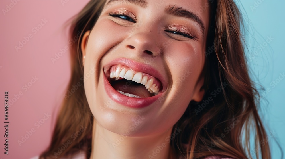 Girl smiling with perfect smile and white teeth Girl smiling with perfect smile and white teeth