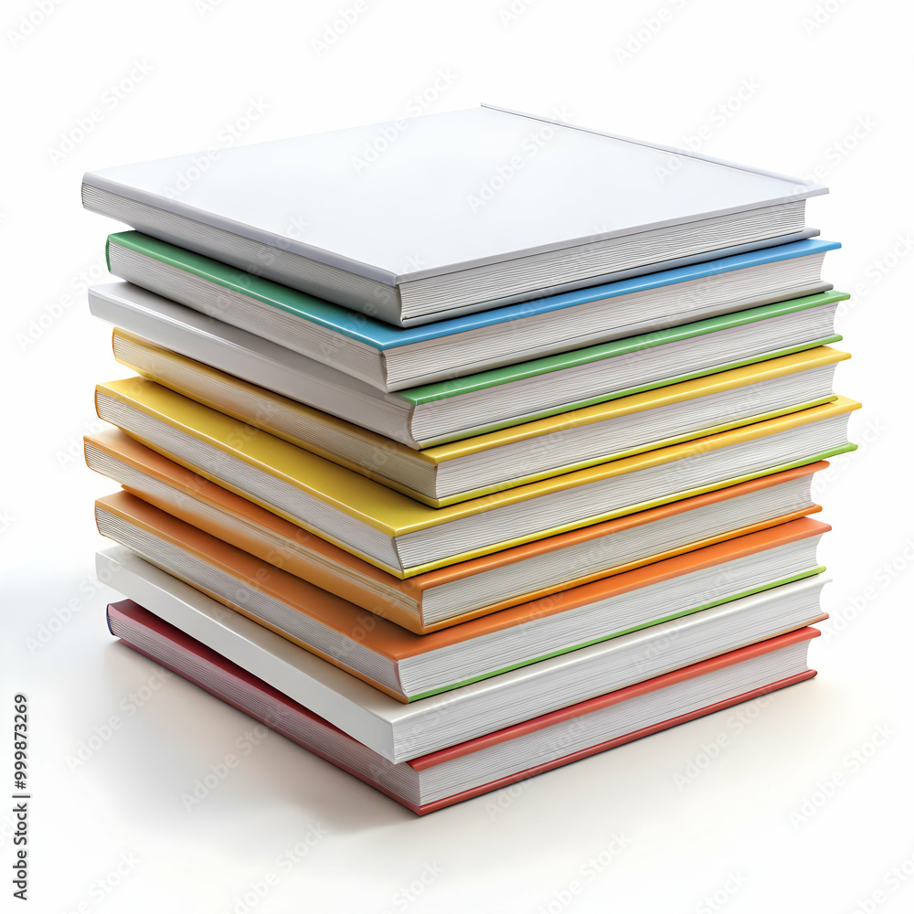 blank color stack books on white background blank color stack books on white background