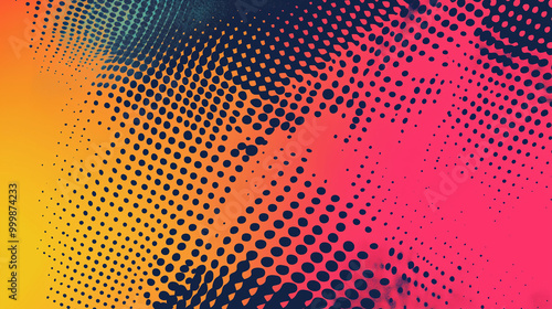 Wallpaper Mural Abstract Halftone Dot Pattern with Vibrant Color Gradient from Orange to Pink Torontodigital.ca