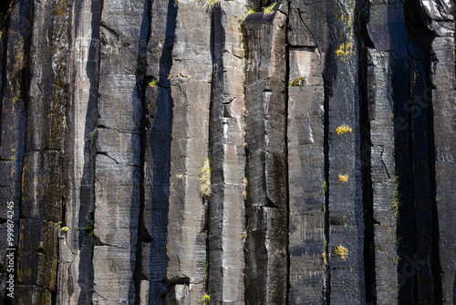 close-up of the hexagonal basalt lava columns at Svartifoss waterfall, Skaftafell, South Iceland