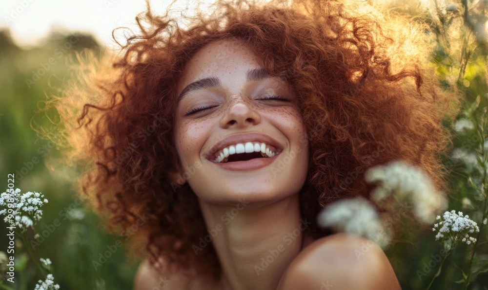 Joyful Woman Smiling in Nature Joyful Woman Smiling in Nature