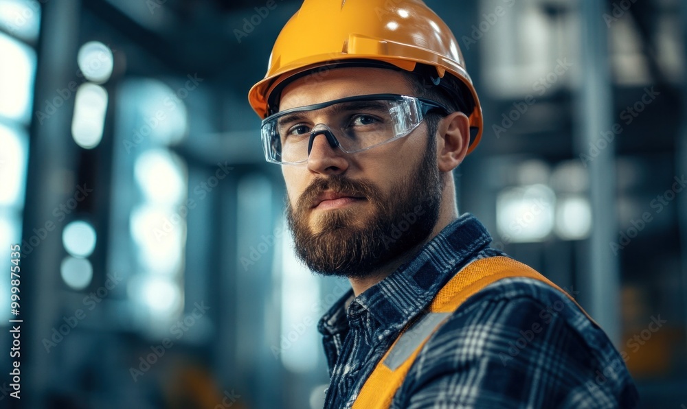 Confident Construction Worker in Safety Gear Confident Construction Worker in Safety Gear