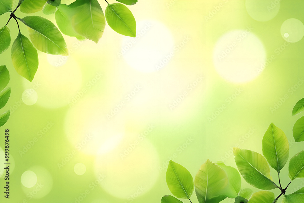 Green frame. Beautiful golden leaves and transparent veins and circles. Abstract landscape on a gentle background. Vector Green frame. Beautiful golden leaves and transparent veins and circles. Abstract landscape on a gentle background. Vector