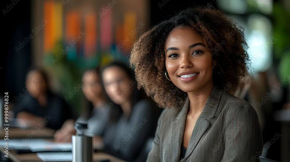 Confident Woman Smiles in a Meeting, Success in the Workplace, Professional Confident Woman Smiles in a Meeting, Success in the Workplace, Professional