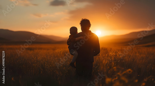 Father and Son Silhouetted ...