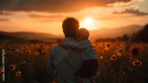 Father and Son Watch the Su...