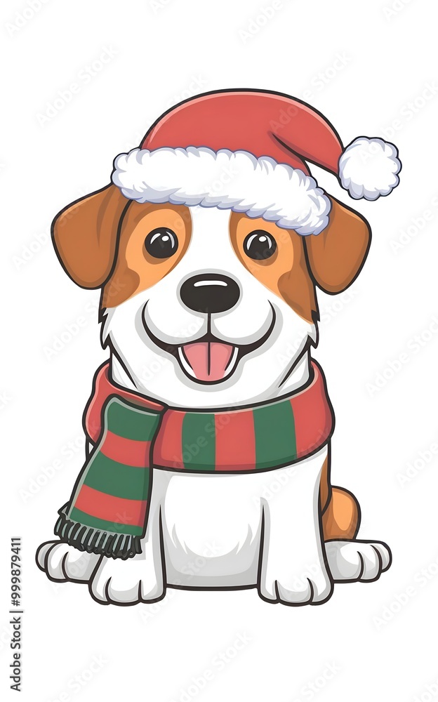 dog in santa hat cartoon dog in santa hat cartoon