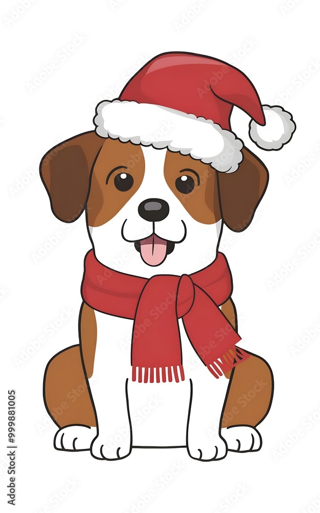 dog in santa hat cartoon dog in santa hat cartoon