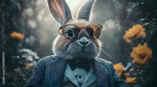 A Stylish Bunny Wearing Sun...