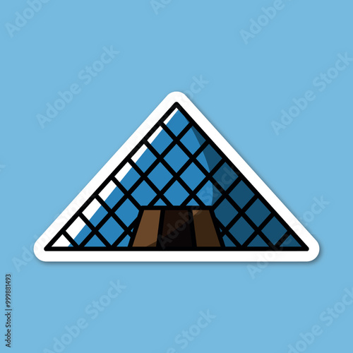 louvre museum editable cartoon style sticker vector	