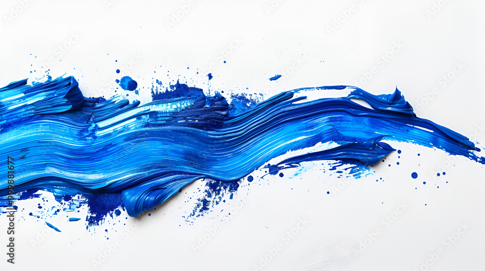 Blue paint brush stroke on white background ,Blue traces of paint isolated on a white background Blue paint brush stroke on white background ,Blue traces of paint isolated on a white background