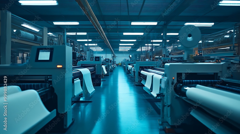 Fototapeta premium A high-tech textile factory producing innovative fabrics with cutting-edge technology 