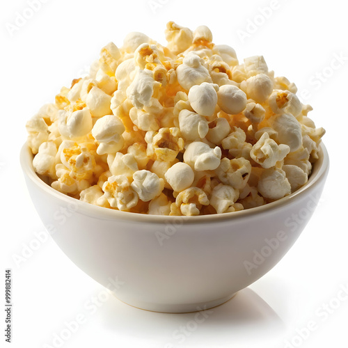 delicious snack popcorn isolated on white background