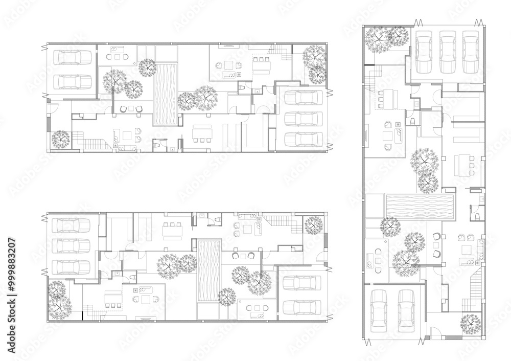 Floor plan designed building on the drawing. Floor plan designed building on the drawing.