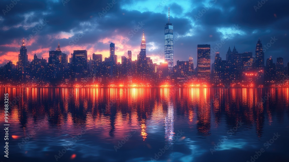 A Captivating Glowing City Skyline at Night for Urban Inspiration A Captivating Glowing City Skyline at Night for Urban Inspiration