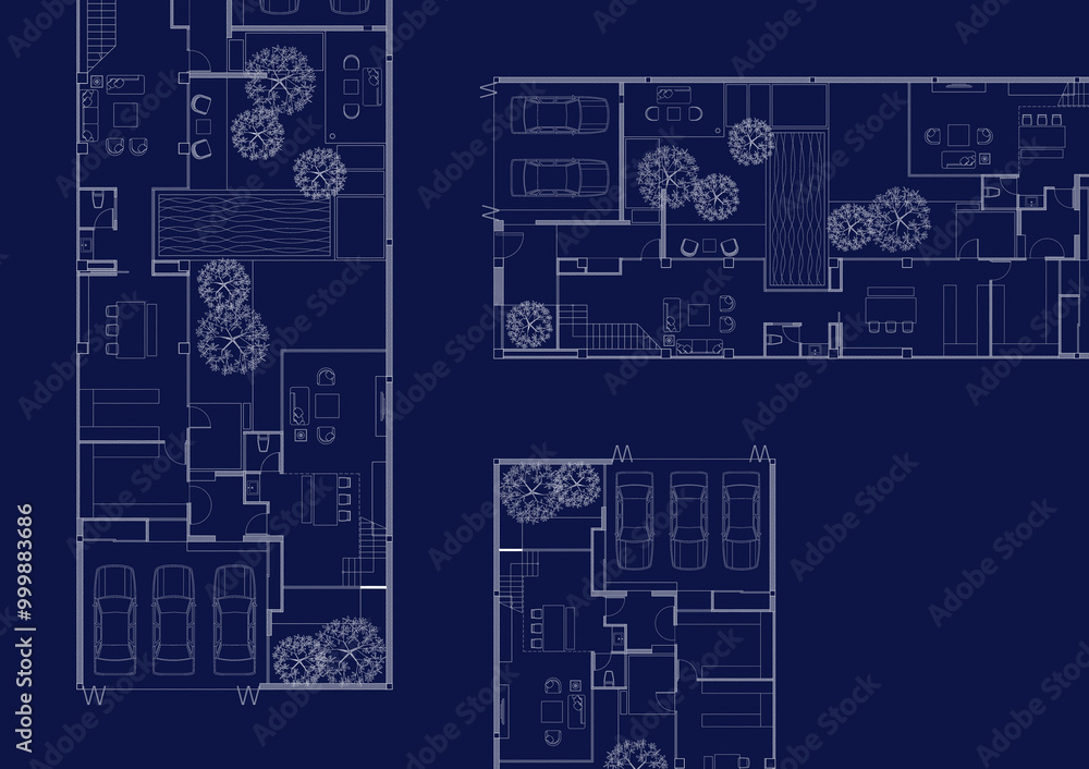 Floor plan designed building on the drawing. Floor plan designed building on the drawing.