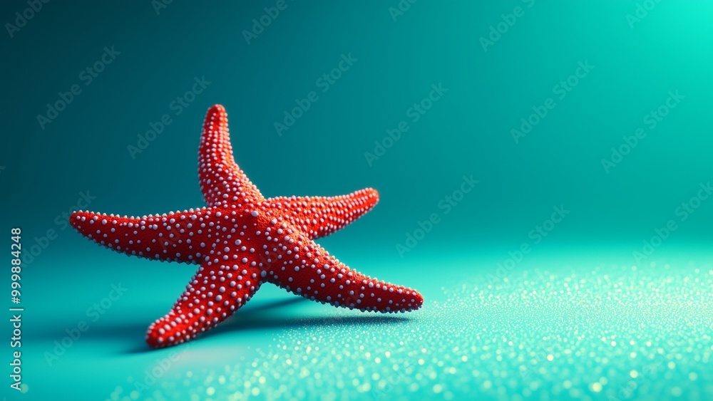 A vibrant colour starfish on a turquoise background, highlighting its unique shape and marine beauty A vibrant colour starfish on a turquoise background, highlighting its unique shape and marine beauty