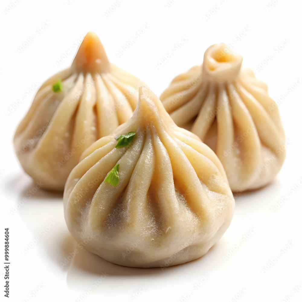 Obraz premium fresh steamy modak dumpling isolated on white background