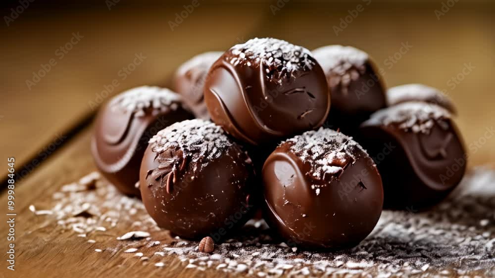 Delicious chocolate truffles dusted with powdered sugar Delicious chocolate truffles dusted with powdered sugar
