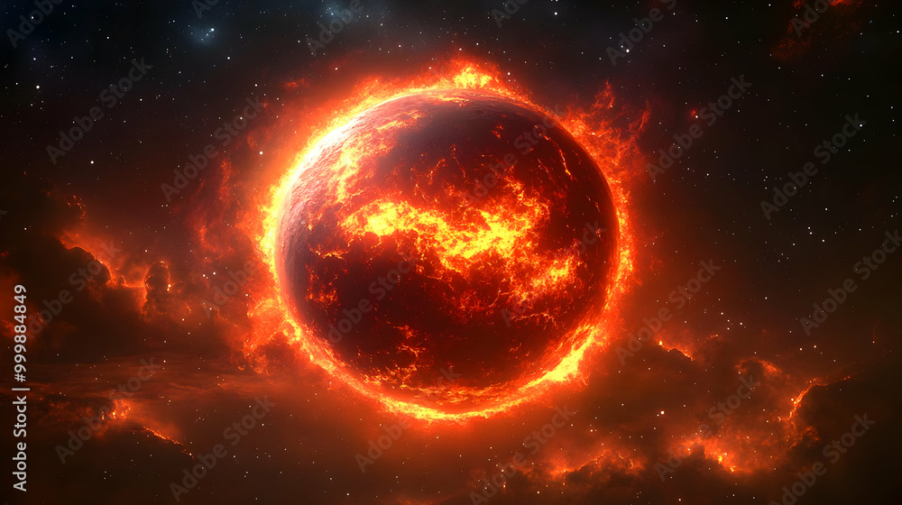 Fiery Planet Blazes in the Cosmos: A Stellar Inferno Fiery Planet Blazes in the Cosmos: A Stellar Inferno