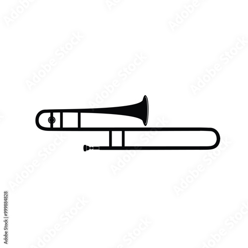wind instrument logo illustration, trombone silhouette suitable for music stores and communities	
