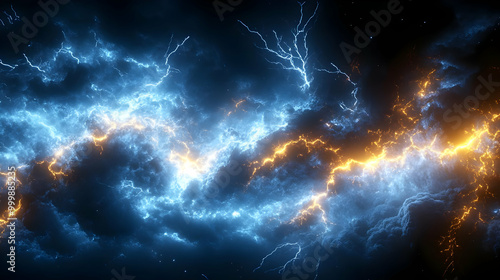 Abstract Blue and Orange Li...