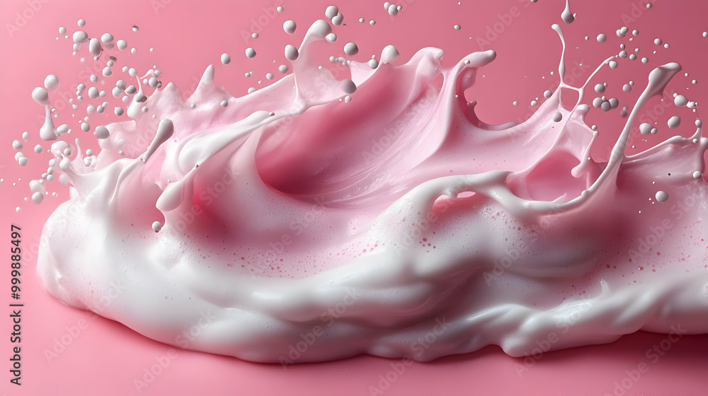 Pink and White Liquid Splashes in Slow Motion Pink and White Liquid Splashes in Slow Motion